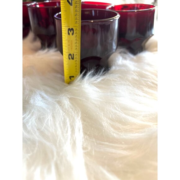 Georgian Ruby Red Juice Glass Tumblers set six 3" High Barware Holiday Christmas - Picture 4 of 6
